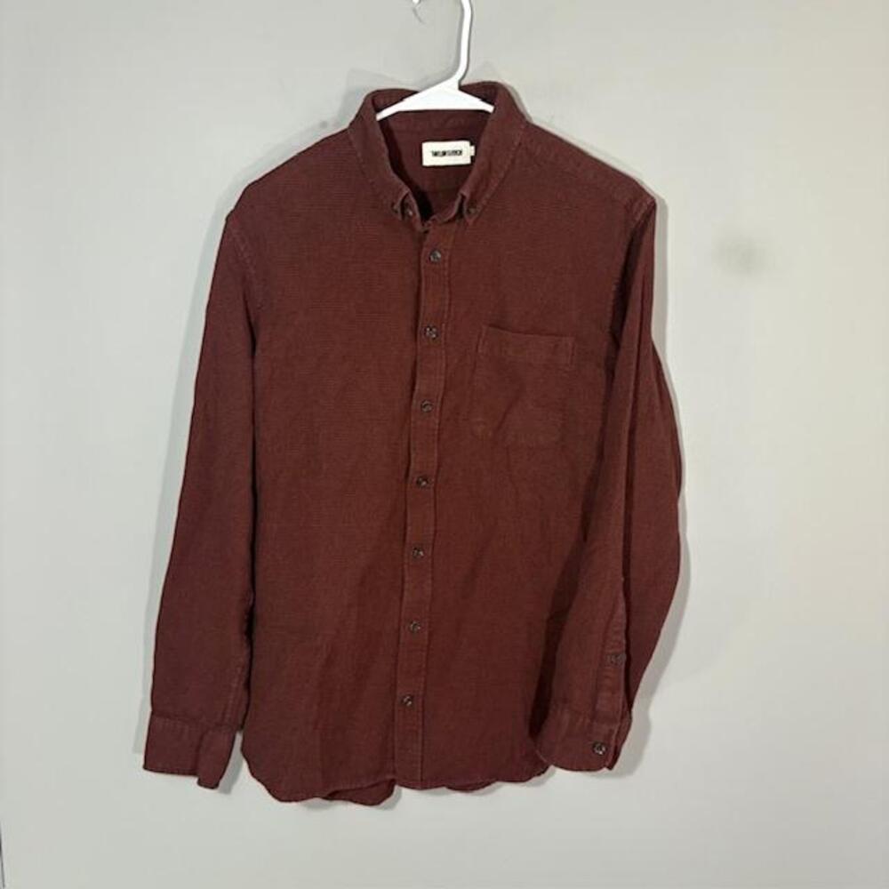 Taylor Stitch Shirt Mens 40 Brown Waffle Knit Long Sleeve Button Up Cotton